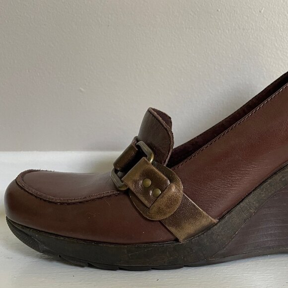 Brown leather wedge shoes - Picture 4 of 11